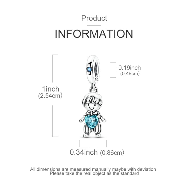 Original 925 Sterling Silver Bead Charms Girl Boy Pendant - Zenflow Active