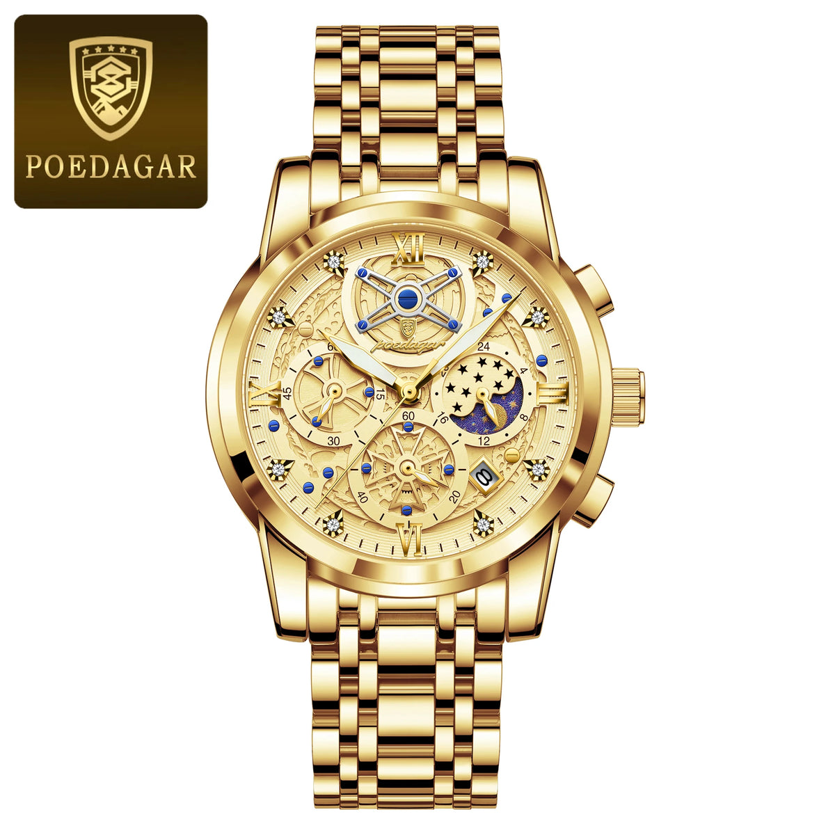 Poedagar Men's Chronograph Quartz Watch | Luminous | 30m Water Resistant - Zenflow Active