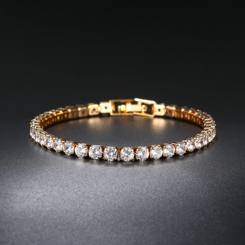 Men's Iced Out 4/5mm Cubic Zirconia Crystal Chain Bracelet Streetwear - Zenflow Active