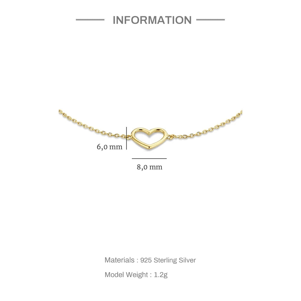 ROXI 925 Sterling Silver Women's Bracelet INS Minimalist Love Heart-shaped Smooth Bracelets - Zenflow Active