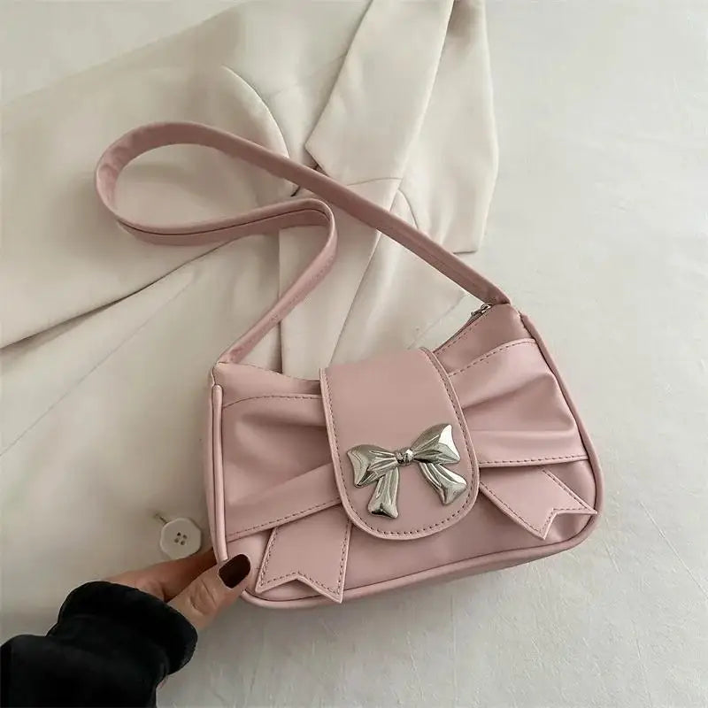 Bow Shoulder Bag Handbag Casual Underarm Bag PU Leather - Zenflow Active