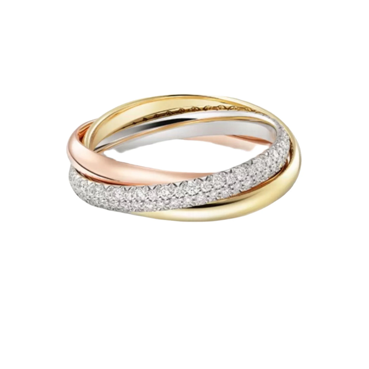 Sterling Silver Rose Gold Three-Color Internet Ring Fashionable Multi- Toned Band - Zenflow Active