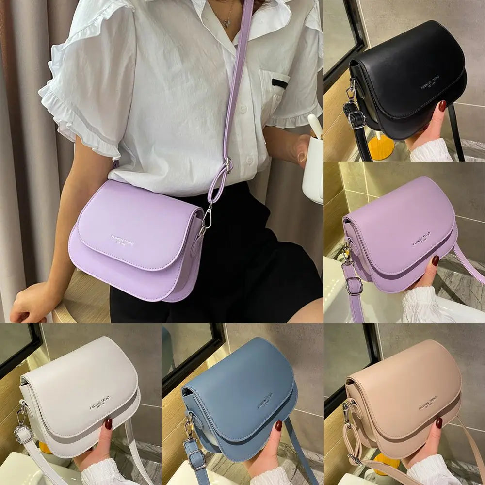 Simple Solid Colour Saddle Shoulder Bag Crossbody Bag - Zenflow Active