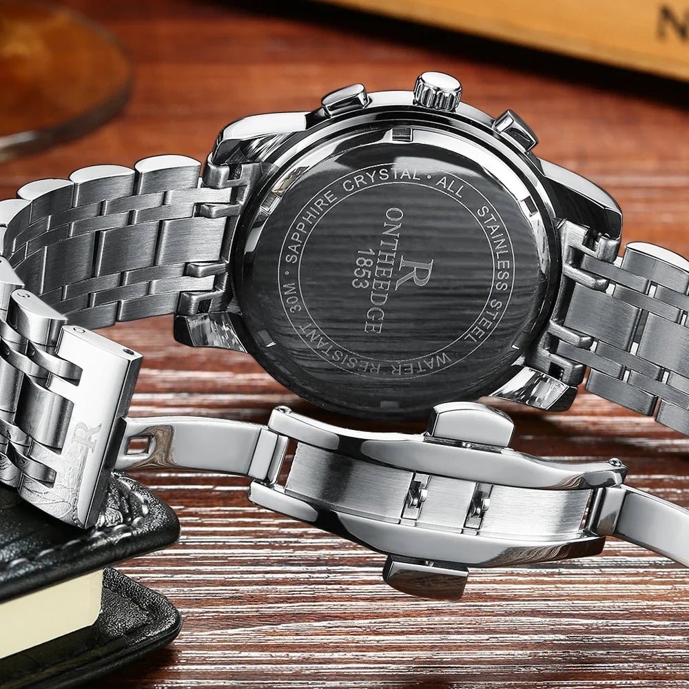 Men's Watch Business Quartz, All Steel Blue Face, Waterproof Chronograph Relogio Masculino - Zenflow Active