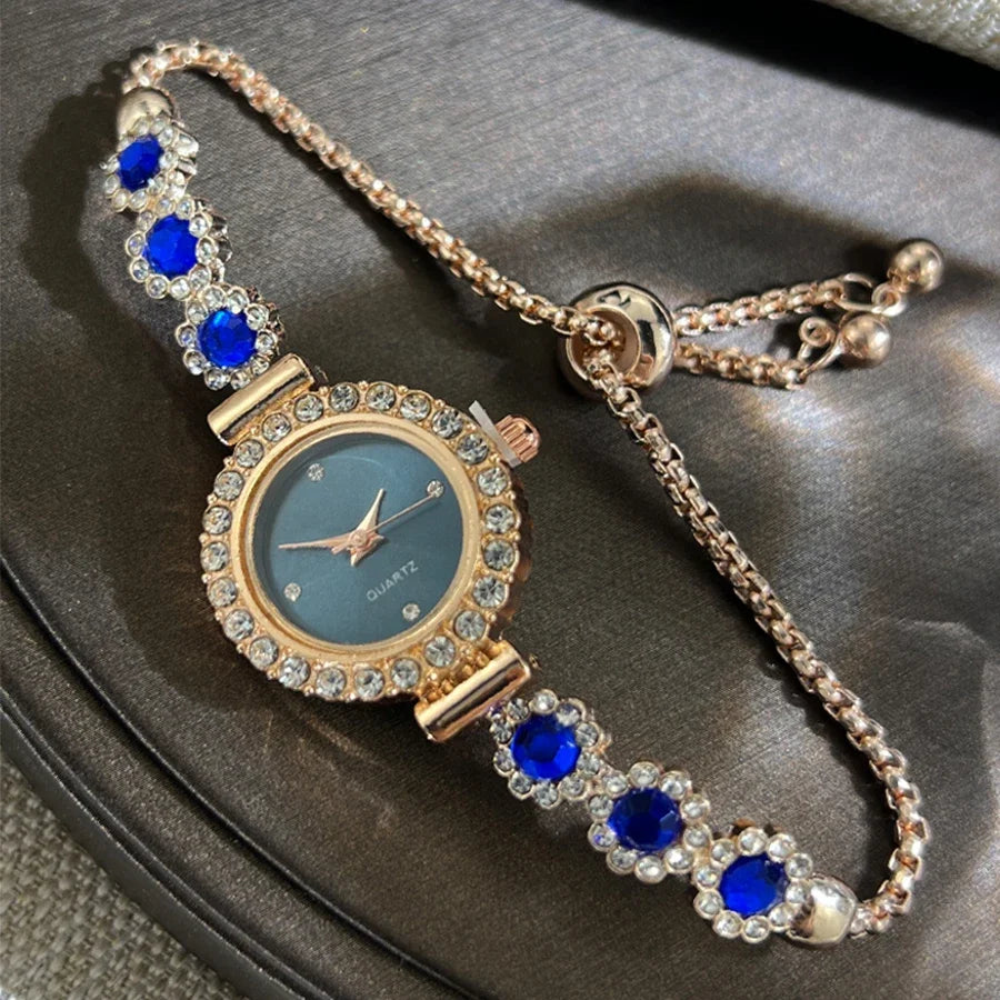 Fashion Rhinestone Women Watches Diamond Flowers Bracelet Ladies Quartz Wristwatch - Zenflow Active