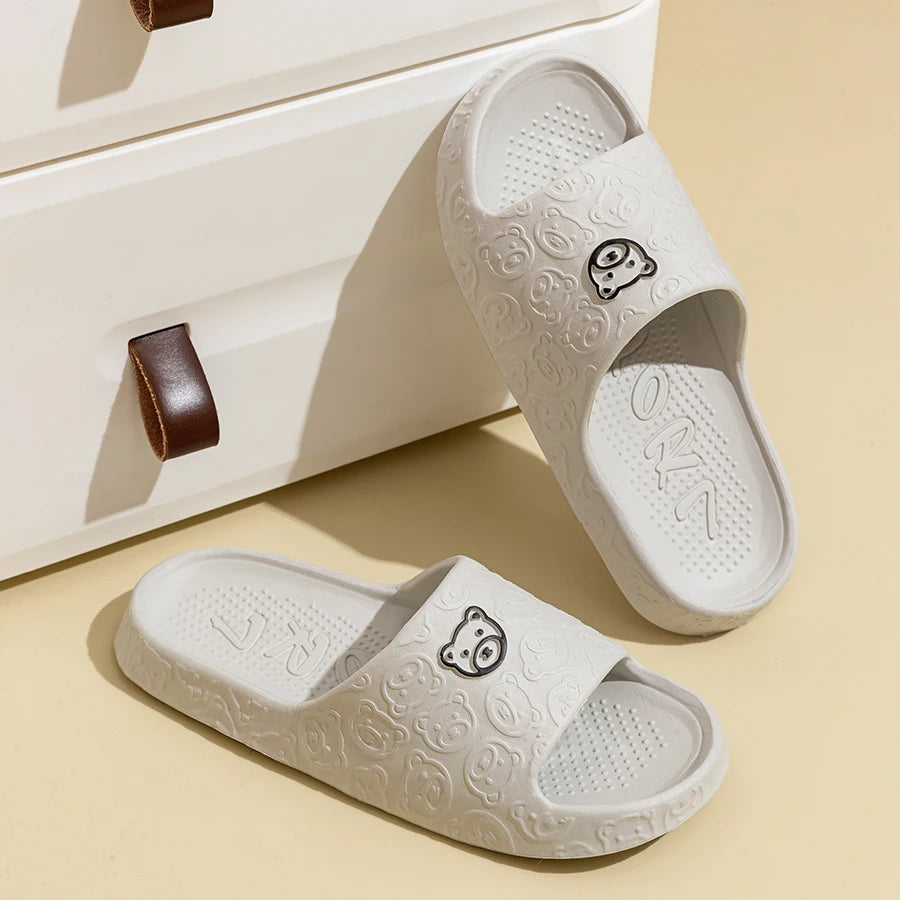 Little Bear Print Slippers — Soft, Non-Slip, Indoor Slides for Men & Women - Zenflow Active