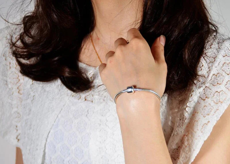 Handmade Original Fine Jewelry 925 Silver Charm Bracelet Soft Smooth Snake Bone Bracelets for Women - Zenflow Active
