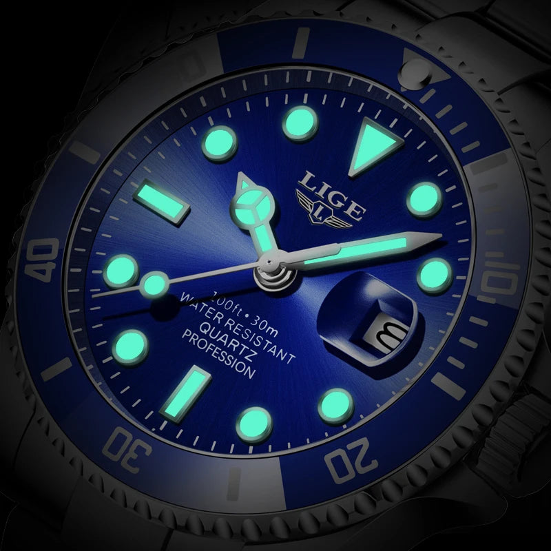 LIGE Luxury Watch For Men 30M Waterproof Luminous Date Quartz - Zenflow Active