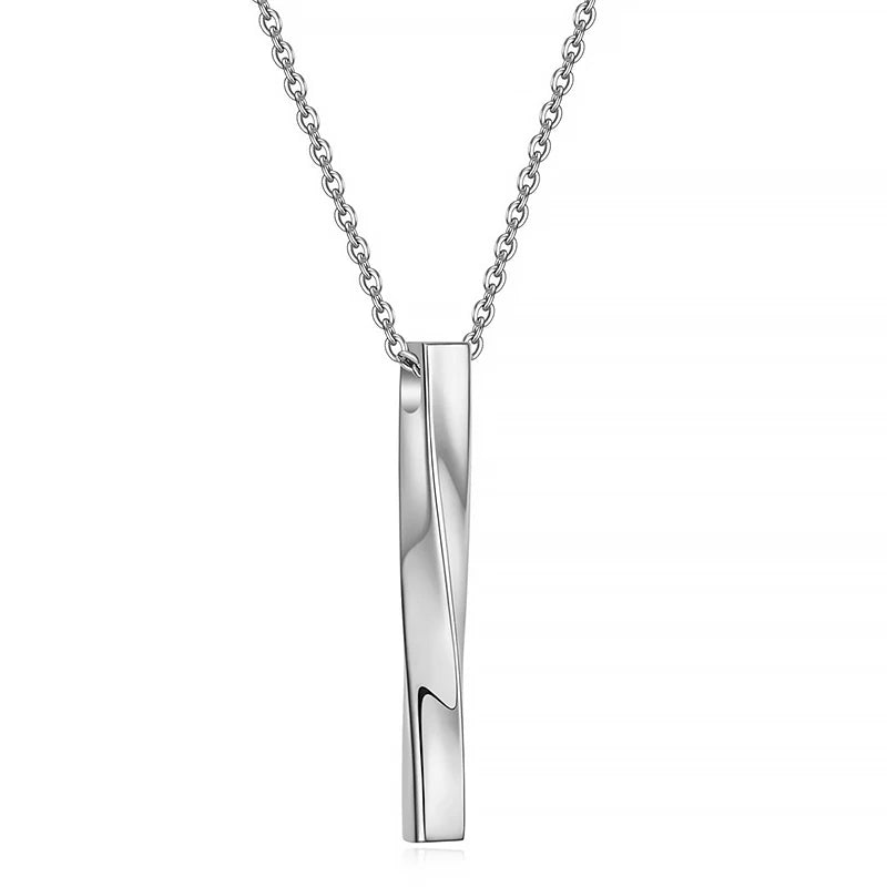 Men's Jewellery Rectangle Pendant Necklace Width 3mm Stainless Steel Handmade - Zenflow Active