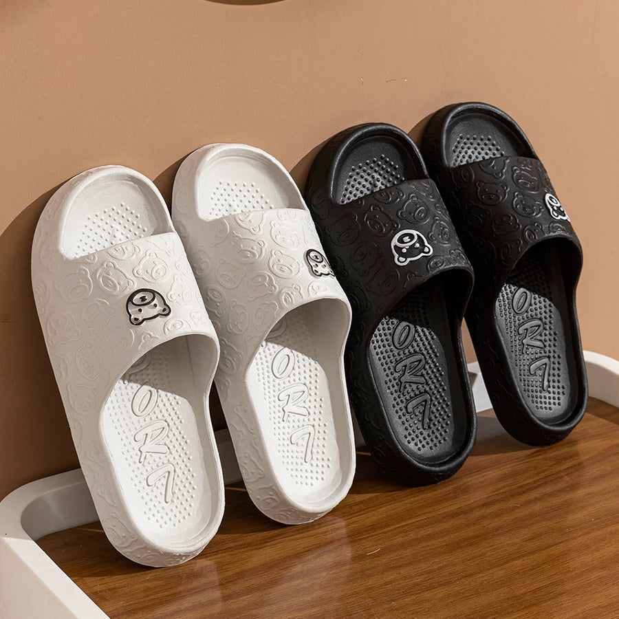 Little Bear Print Slippers — Soft, Non-Slip, Indoor Slides for Men & Women - Zenflow Active