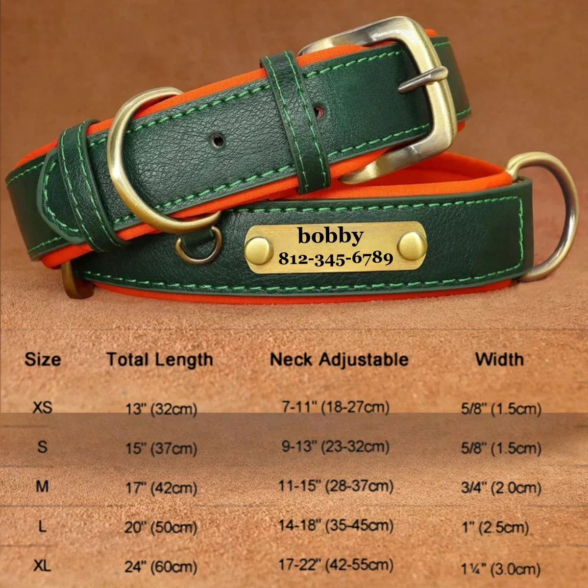 Soft Padded Leather Dog Collar | Personalised Engraved Nameplate & Custom ID Tag - Zenflow Active
