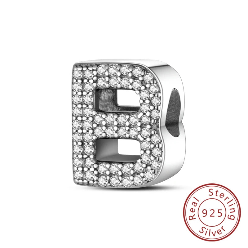 Charms Fit Original Bracelet A-Z Alphabet Charms Beads 925 Sterling Silver 26 Letters Charm for Women Girl DIY Fine Jewelry Gift - Zenflow Active