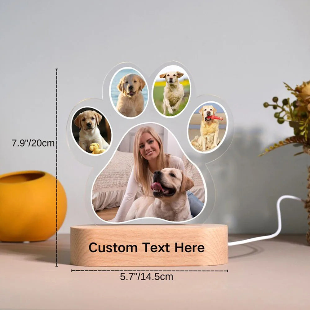 Personalised Pet Photo Night Light | Custom Acrylic Lamp with Engraved Wooden Base - Zenflow Active