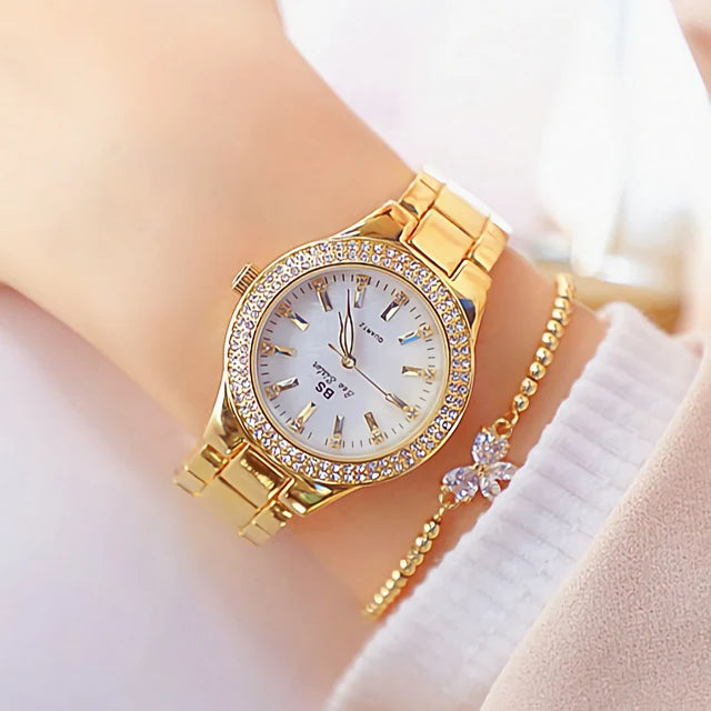 Women's Crystal Diamond Dress Watch — Quartz, Stainless Steel, Waterproof, 12 Styles - Zenflow Active