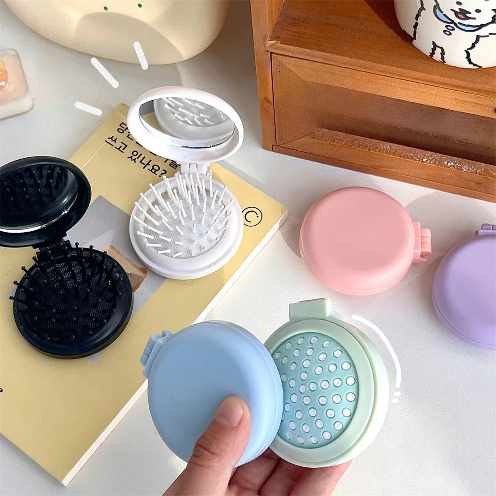 Solid Colour Folding Comb with Makeup Mirror - Zenflow Active