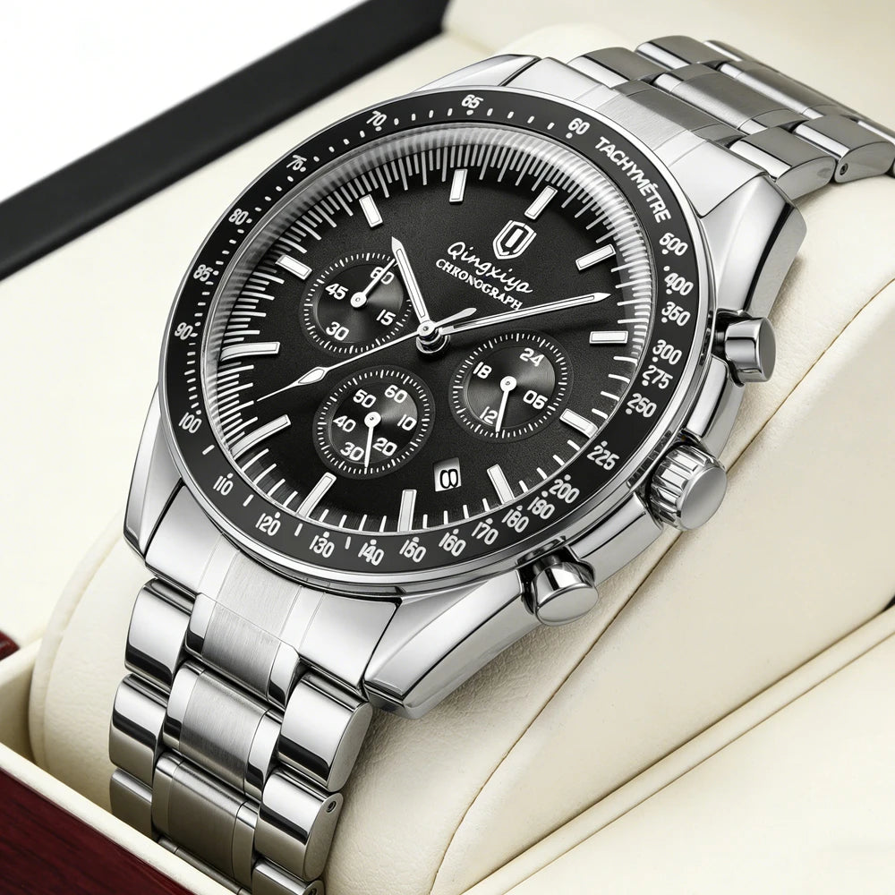 Men's Watch Calendar Business Quartz Watch Luxury Sport Waterproof Luminous Stainless Steel - Zenflow Active