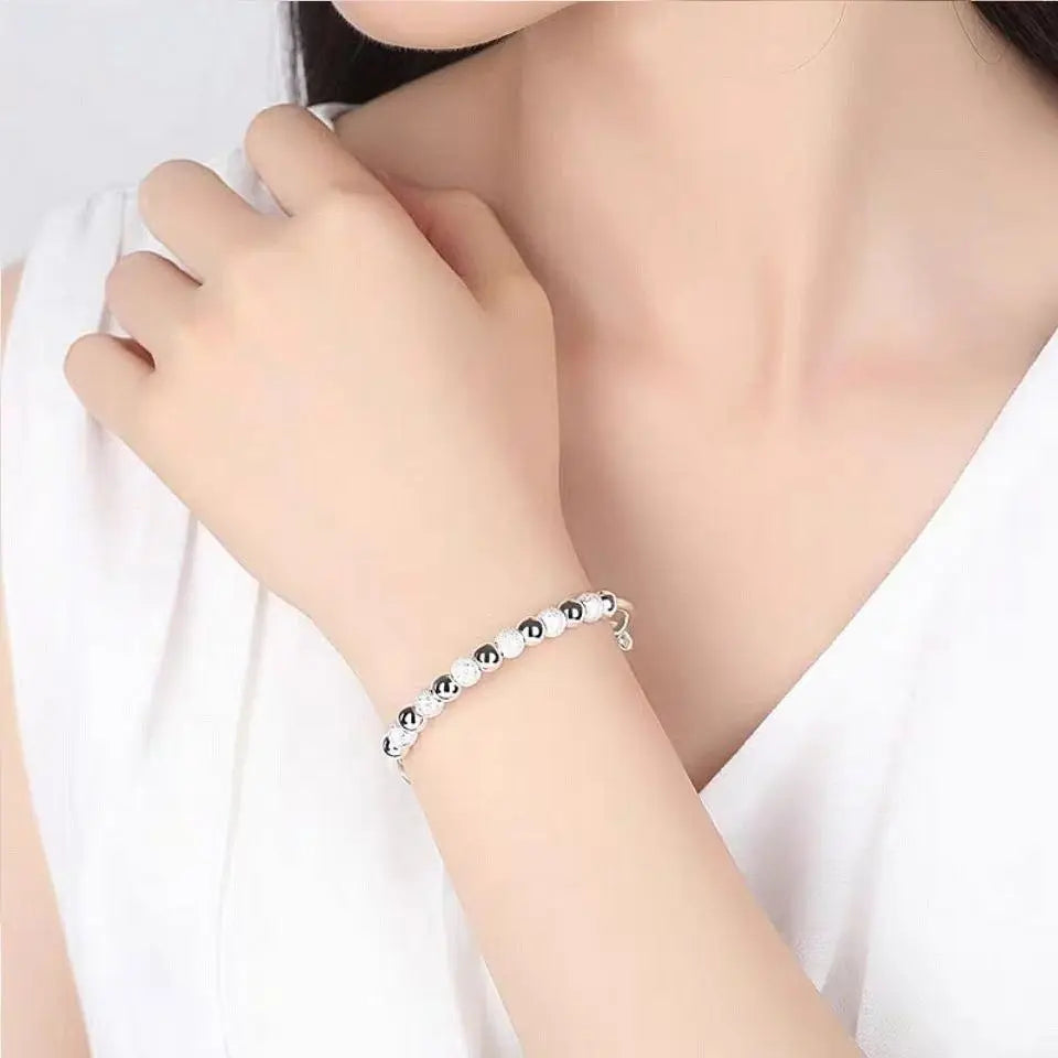 Charms 925 Silver-Color Luxury Beads Bracelets Bangles Cute For Women Fashion Party Wedding Jewelry Adjustable - Zenflow Active