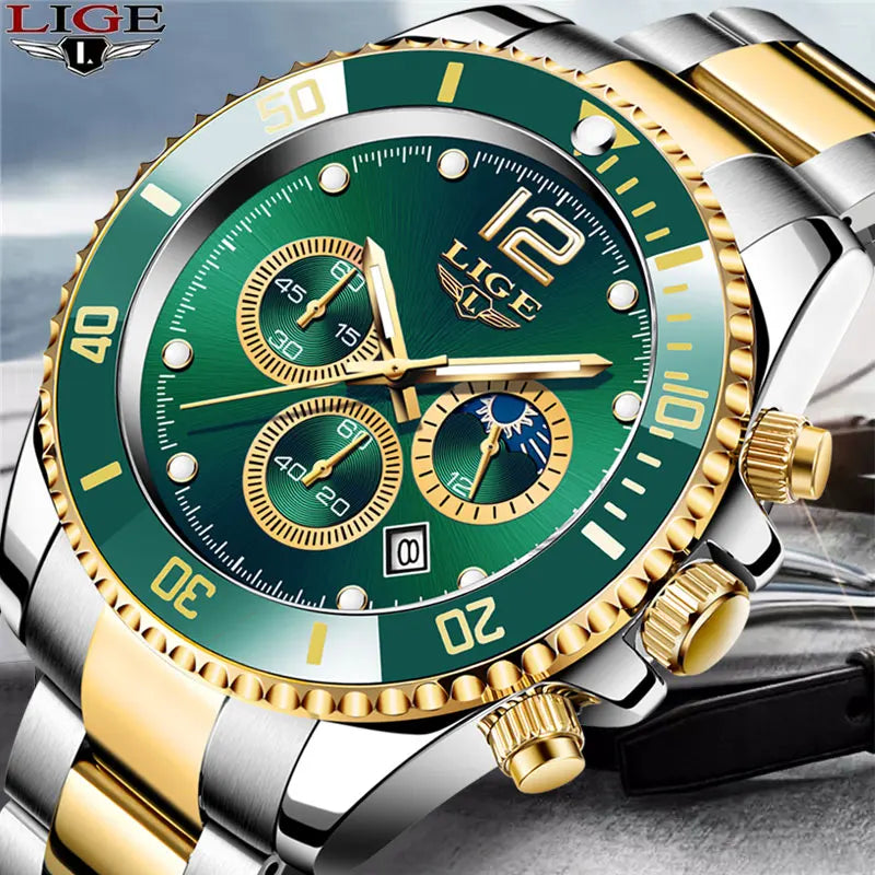 Men's LIGE Top Brand Luxury Watch Waterproof, Sports, Stainless, Chronograph, Quartz Wristwatch Relogio Masculino - Zenflow Active