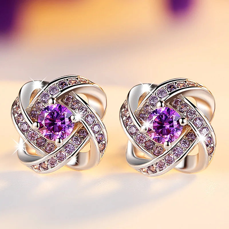 925 Sterling Silver Zircon Stud Earrings - Zenflow Active