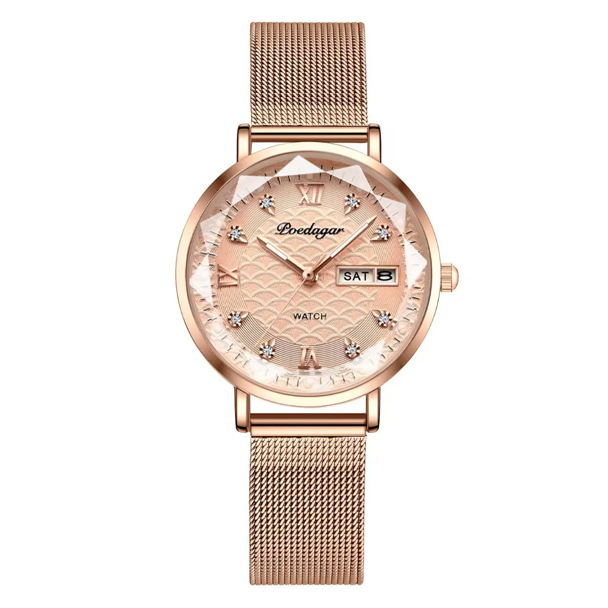POEDAGAR Watch Women New Fashion Luxury Stainless Steel Wristwatch Bracelet Simple Rose Gold Waterproof Luminous Ladies Watches - Zenflow Active