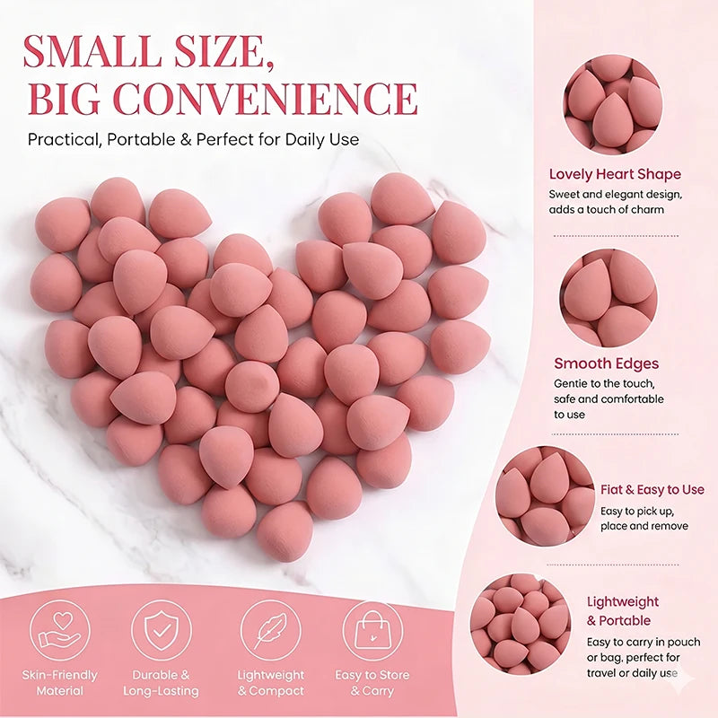 20 Mini Pink Makeup Sponges, Foundation Mixing Sponges, Suitable for Liquid, Cream, and Powder Formula Makeup Tools – Bath/Dry U