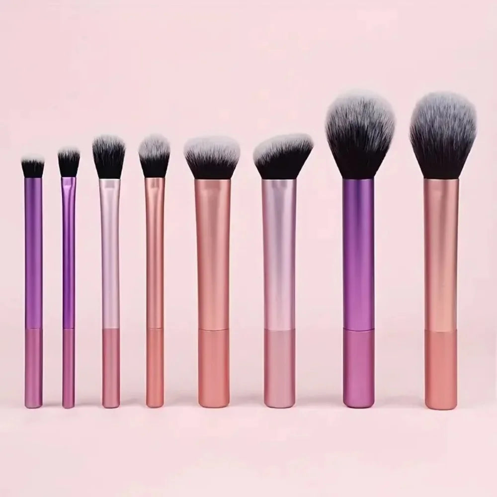 8Pcs Makeup Brush Kit Synthetic hair. Plastic handle for Foundation, blush, and eyeshadow - Zenflow Active