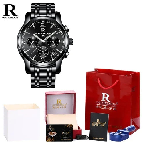 Men's Watch Business Quartz, All Steel Blue Face, Waterproof Chronograph Relogio Masculino - Zenflow Active