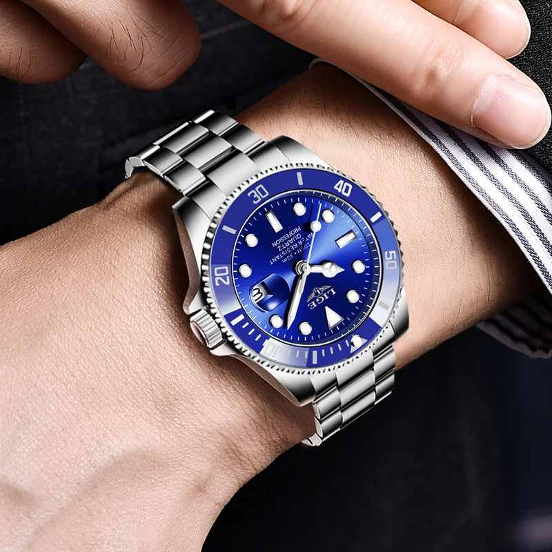 LIGE Luxury Watch For Men 30M Waterproof Luminous Date Quartz - Zenflow Active