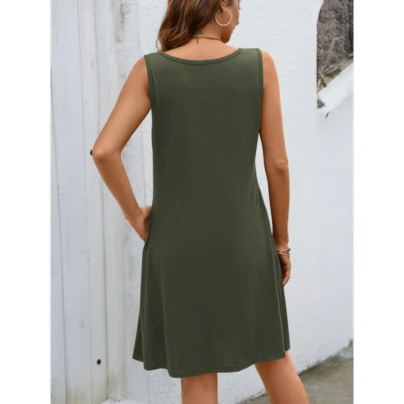 Women's V-Neck Sleeveless A-Line Dress - Zenflow Active