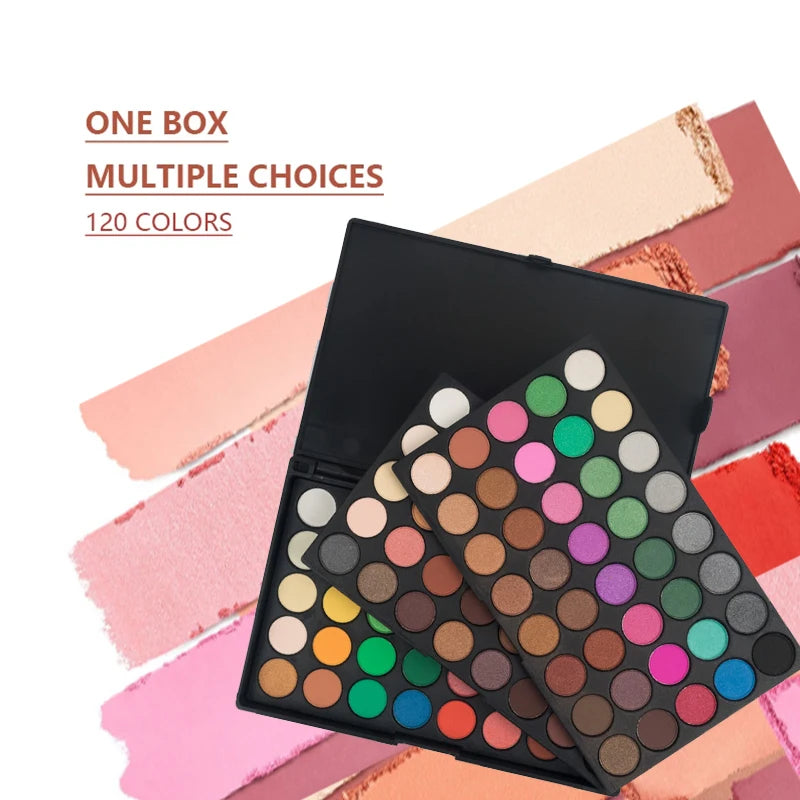 120 Color Eye Makeup,3-in-1 Eyeshadow Palette
