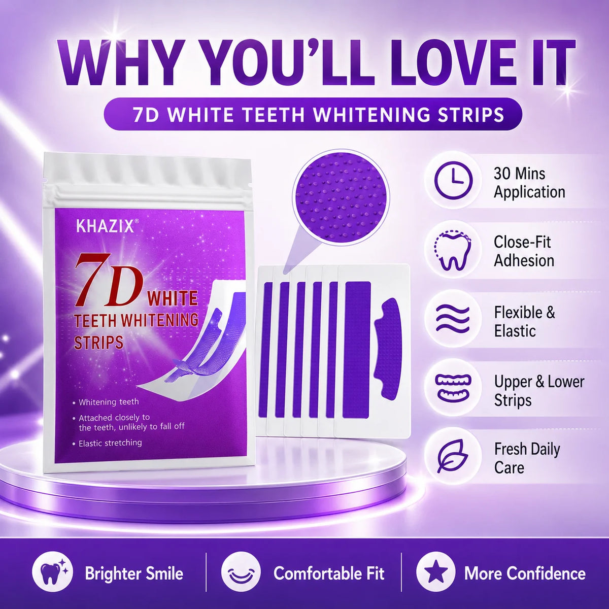 7PCS Teeth Whitening Strips for Whiter-Looking Smile - Zenflow Active