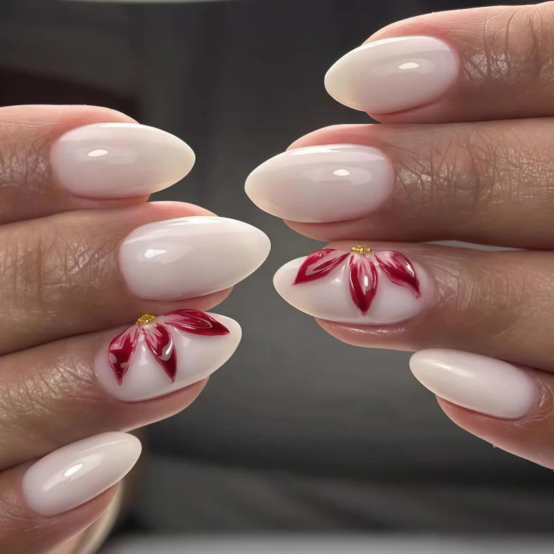 French Almond Press-On Nails – Minimalist Style | 24 Pairs - Zenflow Active