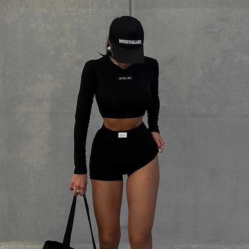Women's Round-Neck Top and Shorts Two-Piece Set Zenflow Active