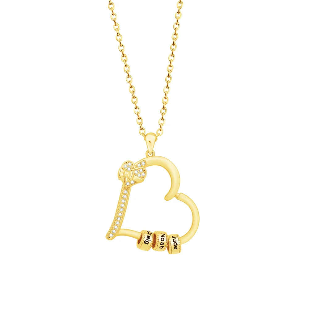 Personalized Birthstone Names Heart Necklace Custom Heart Pendant Bead Necklace Mother's Day Gift Fashion Jewellery Birthday Gift - Zenflow Active