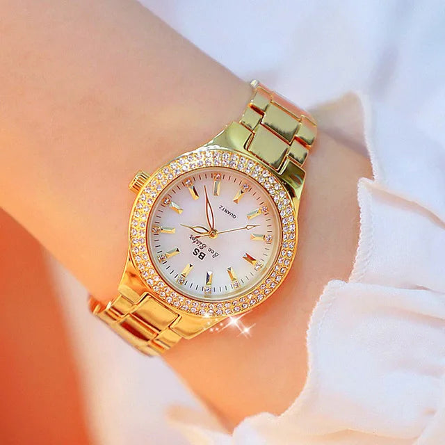 Women's Crystal Diamond Dress Watch — Quartz, Stainless Steel, Waterproof, 12 Styles - Zenflow Active