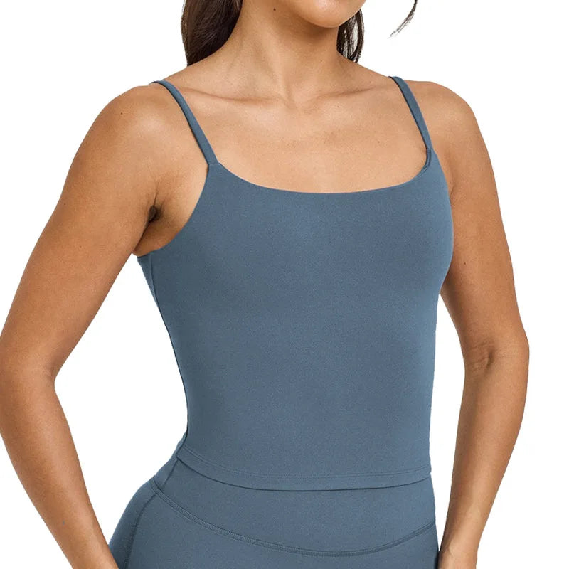Women's Yoga Sports Vest Built-in Bra with Chest Pad, Beautiful Back Suspenders, Running Fitness Tank Top for Gym - Zenflow Active