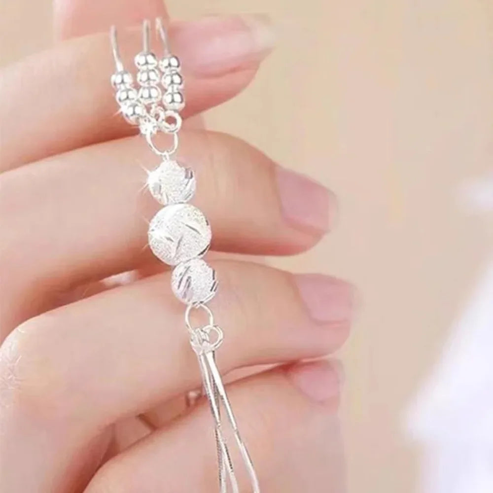 Charms Cute 925 Sterling Silver Exquisite Beaded Bracelet for Women Lady, Stylish Wedding Jewelry Accessories - Zenflow Active
