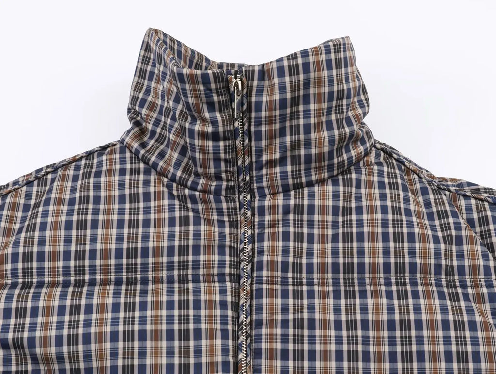Women's Loose-Fit Plaid Stand-Collar Jacket Zenflow Active