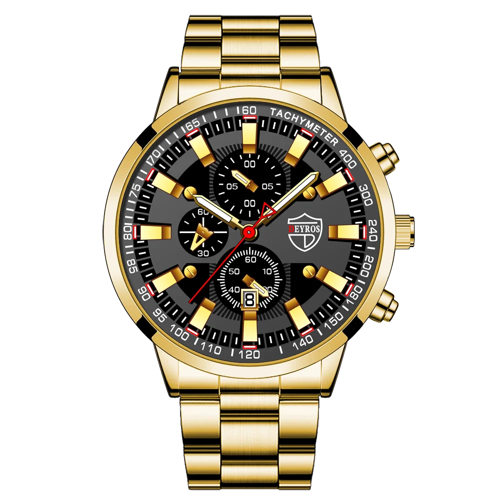 Men's Watch Black Stainless Steel Quartz Wristwatch - Zenflow Active