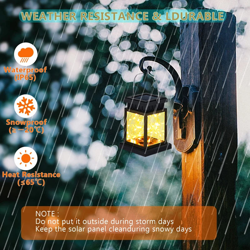 Solar Palace Lantern Hanging Candle Lamp Outdoor Solar Lights Decor Item for Lawn Landscape Patio Floor Yard Garden Atmospheric - Zenflow Active