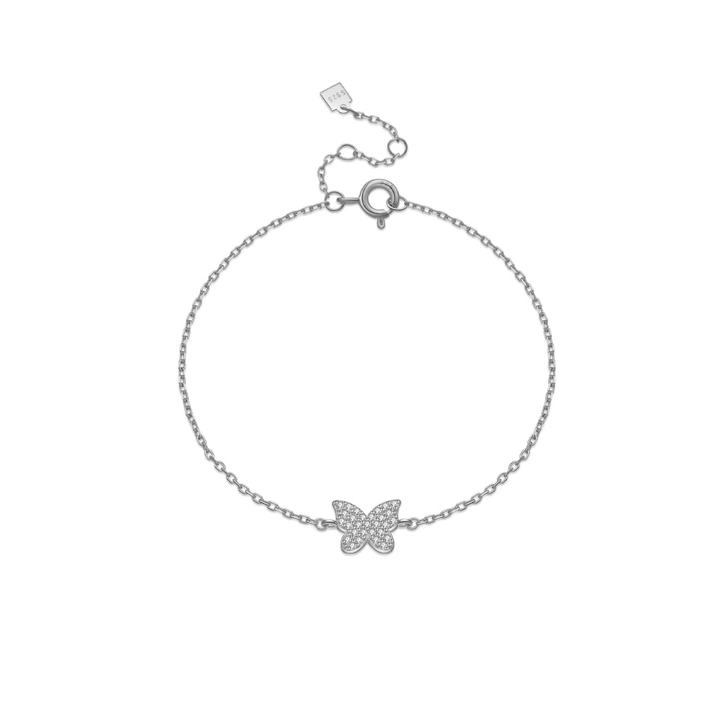 ANDYWEN Women 925 Sterling Silver Clear Zircon Butterfly Chain Bracelet Graceful Luxury Fine - Zenflow Active