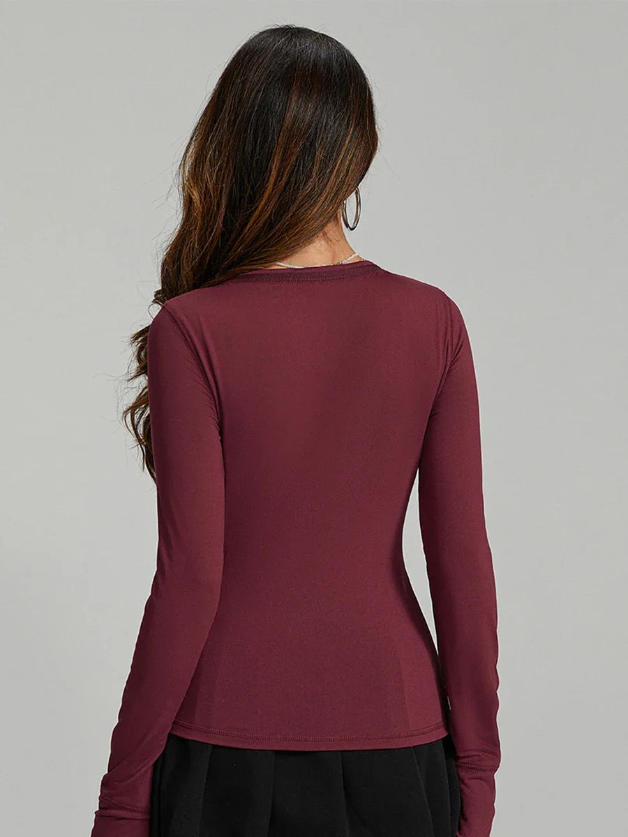 Women’s Slim-Fit V-Neck Long-Sleeve Top Zenflow Active