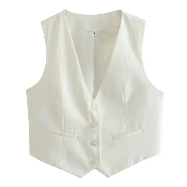 Sleeveless V-Neck Blazer Vest - Zenflow Active