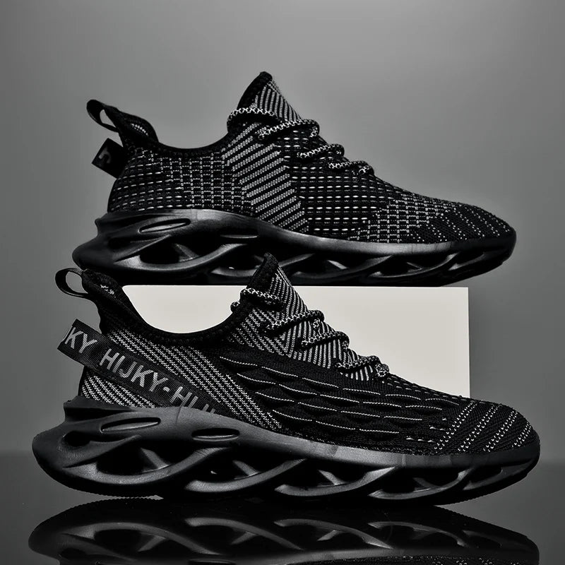 Men's Flyknit Casual Sneakers | Breathable Lightweight Lace-Up Trainers for Everyday Wear - Zenflow Active
