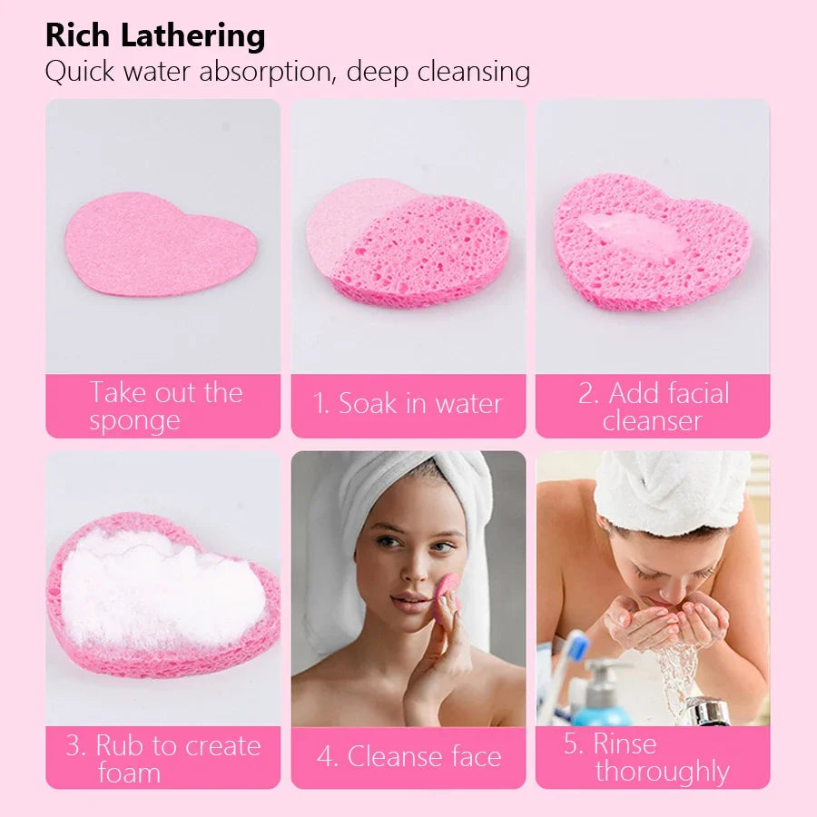 10Pcs Cellulose Face Sponges Compressed Facial Cleansing Massage Sponge Pore Exfoliating Makeup Removal Spa Quality