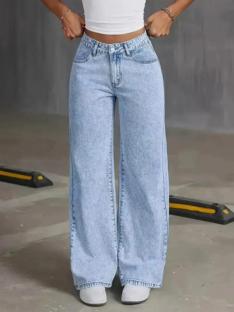 Women's High-Waist Loose-Fit Plaid Jeans Zenflow Active