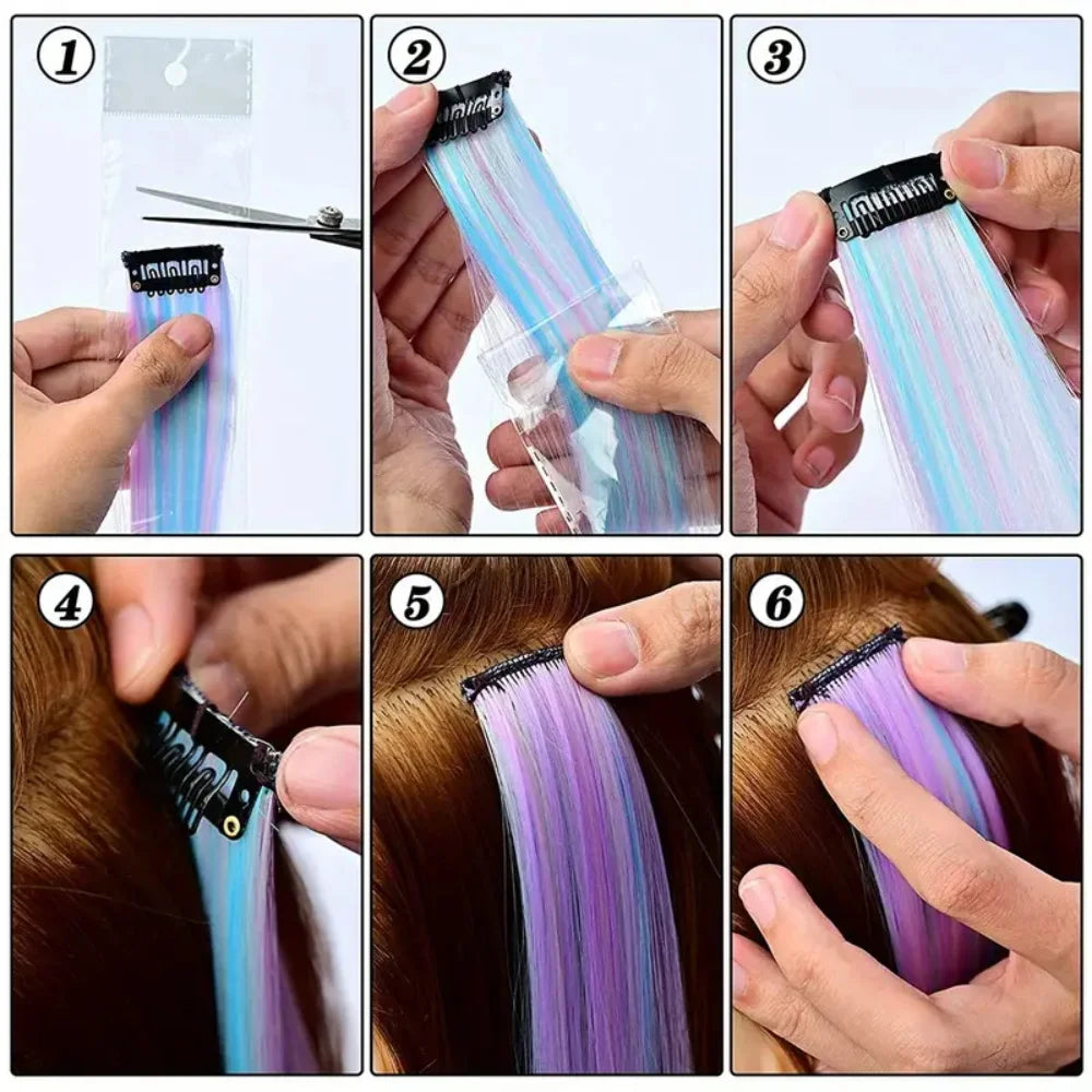 3/5/8/10pcs Set,Hair Extensions for Women 22" Curly Synthetic Hair, Perfect for Christmas Gift & Halloween Parties - Zenflow Active