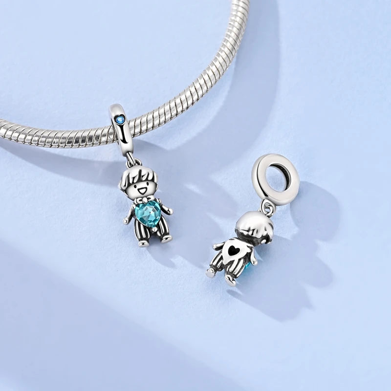 Original 925 Sterling Silver Bead Charms Girl Boy Pendant - Zenflow Active