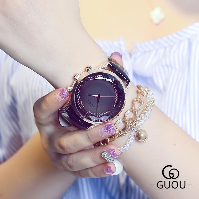 Women's Minimalist Quartz Watch — Large Dial, Leather Strap, Elegant Everyday Style - Zenflow Active