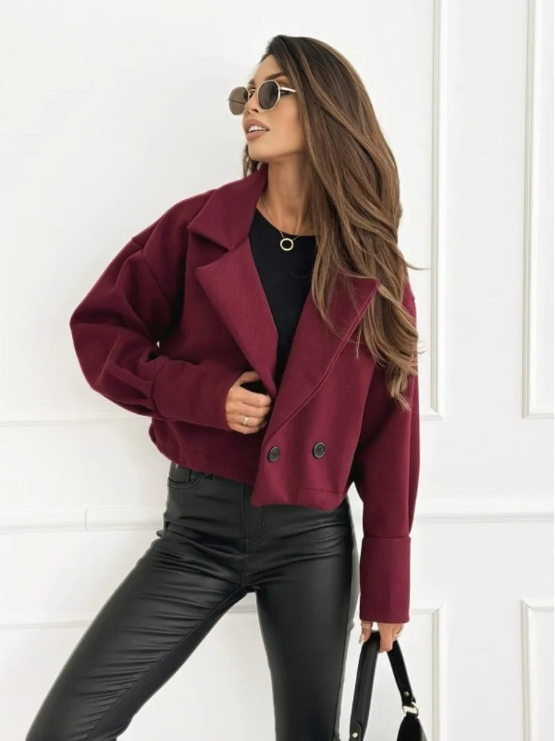 Women's Cropped Double-Breasted Fashion Jacket Zenflow Active